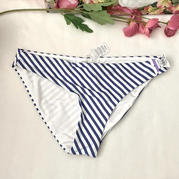Onia Woman Strip Blue Bikini Bottom Size: L - Picture 1 of 5